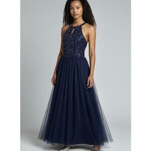 Speechless Lace Halter BALL / FORMAL / PROM DRESS GOWN NAVY SIZE 9